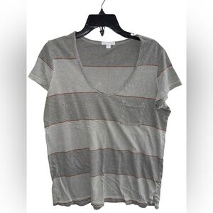 James Perse Gray and Brown Striped Short Sleeve Tee Size 3